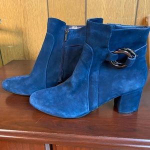 Karl Lagerfeld blue suede boot size 10M 2 3/4" heel